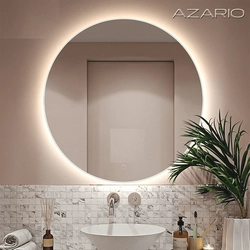 Round mirror with lighting in the bathroom in the interior