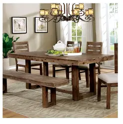 Wooden table and chairs for the kitchen in the interior