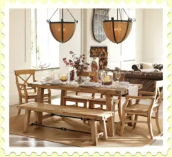 Wooden table and chairs for the kitchen in the interior