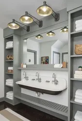 Shelves above bathroom design