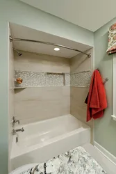 Shelves above bathroom design