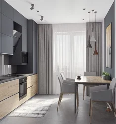 Straight kitchen living room design