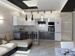 Straight kitchen living room design