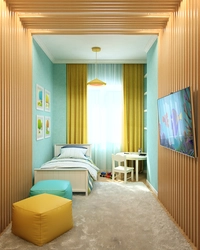 Narrow children's bedroom design