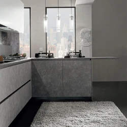 Кухня дизайн серый бетон