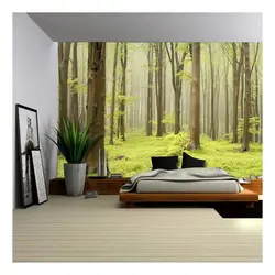 Bedroom design forest photo wallpaper