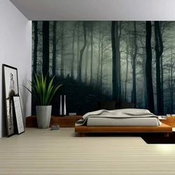 Дизайн спальни лес фотообои