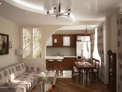 Irregular shaped living room kitchen design