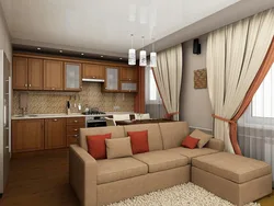 Irregular shaped living room kitchen design