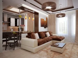 Irregular shaped living room kitchen design