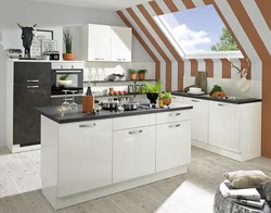 Kitchen design with sloping wall