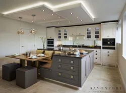 Living room kitchen design with peninsula