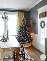 Christmas tree in the kitchen living room design