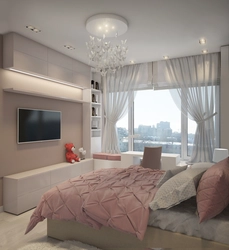 Rectangular bedroom with balcony design