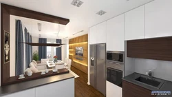 Kitchen design in euro-room apartment peak