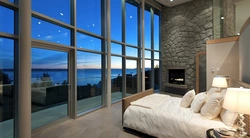 Bedroom design with stained glass windows