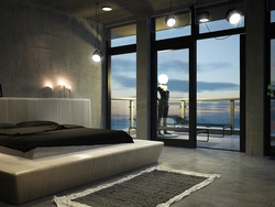 Дызайн спальні з вітражнымі вокнамі