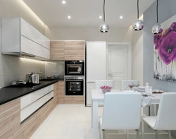 Light kitchen design with TV