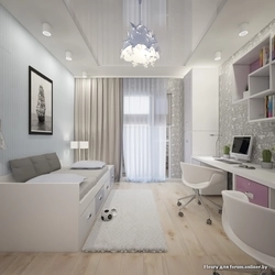Rectangular bedroom design for girls
