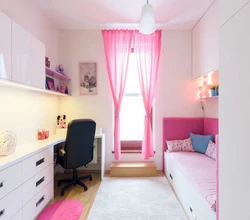 Rectangular Bedroom Design For Girls
