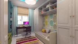 Rectangular bedroom design for girls