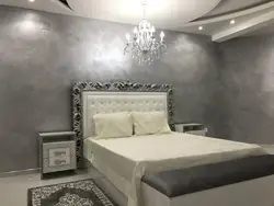 Дызайн спальні з венецыянскай тынкоўкай