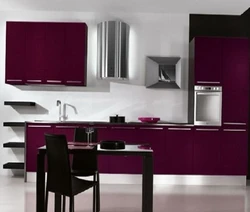 Kitchen design with burgundy chairs