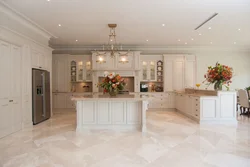 Light tiles in the kitchen design