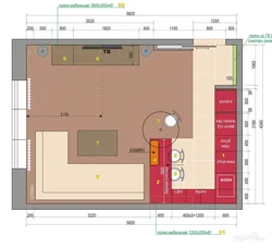 Дизайн кухни гостиной с размерами