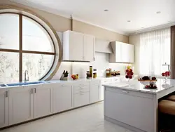 Дызайн кухні з круглым акном