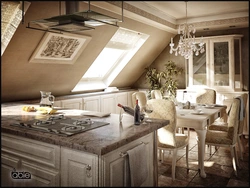 Kitchen Living Room In The Attic Design