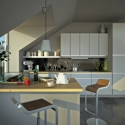 Kitchen living room in the attic design