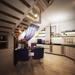 Kitchen living room in the attic design