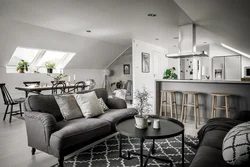 Kitchen living room in the attic design