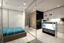 Bedroom behind a glass partition design
