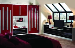 Bedroom design with black wardrobe