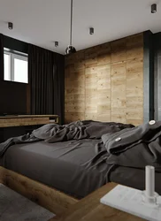 Дызайн спальні з цёмнага дрэва