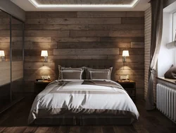Дизайн спальни из темного дерева