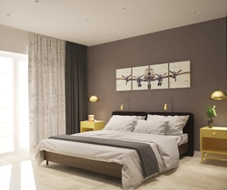 Bedroom design with coffee wallpaper