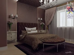 Дизайн спальни с кофейными обоями