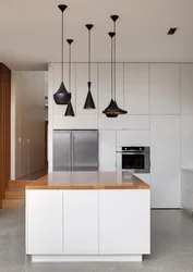 Kitchen design with black lamps