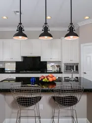 Kitchen design with black lamps