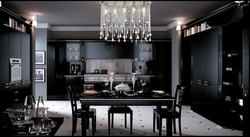 Дизайн кухни с черными светильниками