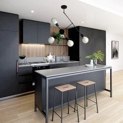 Kitchen design with black lamps