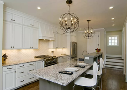 Kitchen design with black lamps