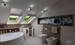 Ванна с мансардным окном дизайн
