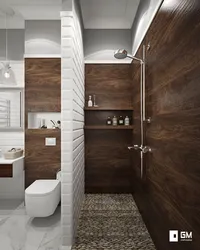 Дизайн ванной совмещенной с туалетом дерево