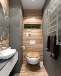 Дызайн ваннай сумешчанай з туалетам дрэва