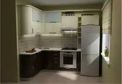 Small Kitchen Design Refrigerator In The Corner