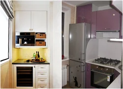 Small kitchen design refrigerator in the corner